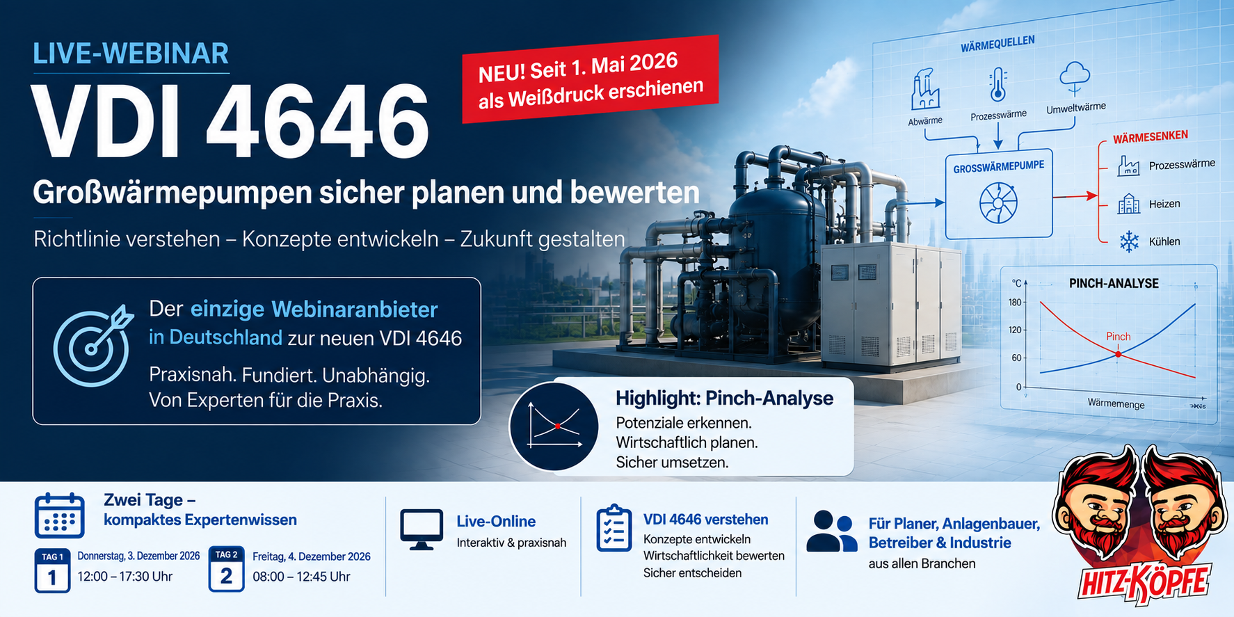 LIVE-Webinar Banner für die VDI 4646 Großwärmepumpen